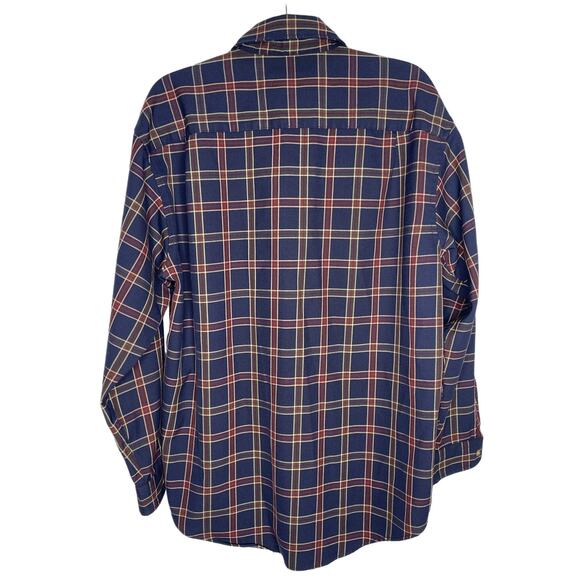 Pendleton Mens L Classic Long Sleeve Wool Plaid Button Up Shirt Navy Blue Red - Picture 2 of 7